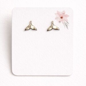 Sterling Silver Whale Tail Stud Earrings New